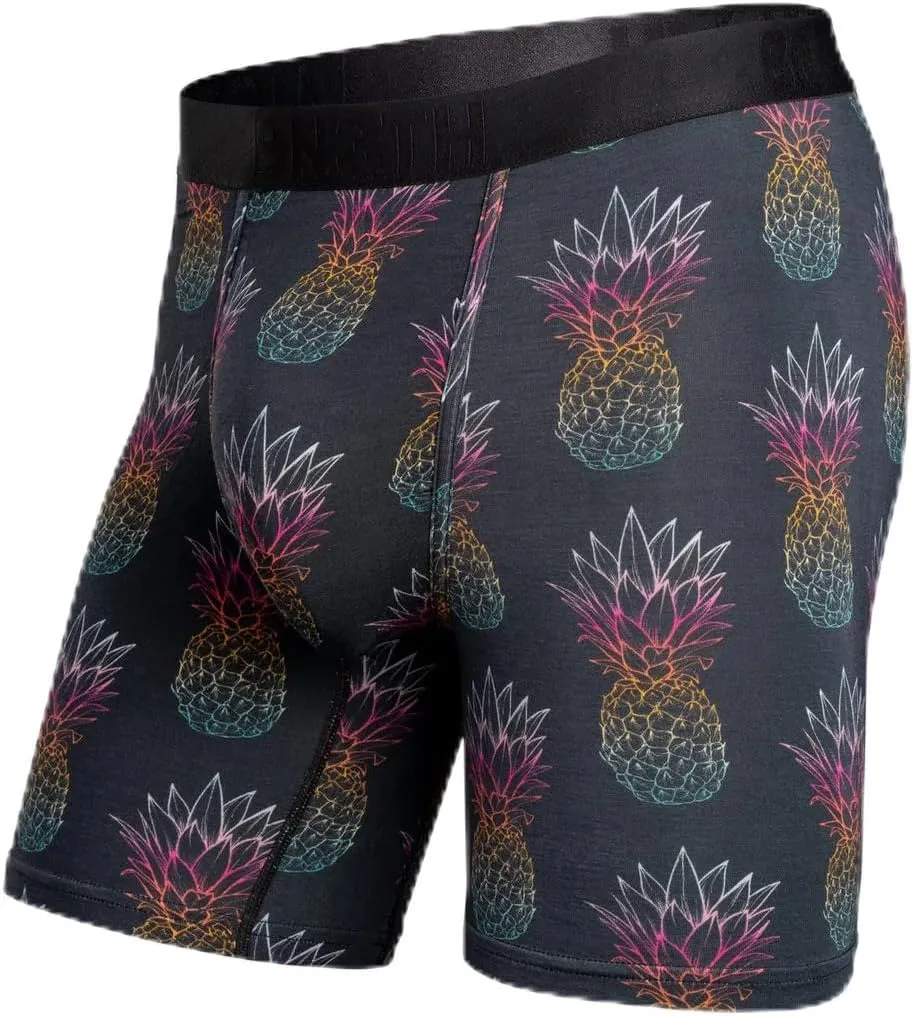 BN3TH Men's Classic Icon Boxer Briefs, 3-D Pouch, Breathable TENCEL Modal, Anti-Chafing, No-Roll Waistband, Lightweight Athletic Underwear, Moisture-Wicking, 6.5" Inseam, Pineapple Fade Black - Small