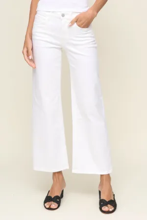Mid Rise Wide Leg White Effortless Fit Hip Friendly Pockets