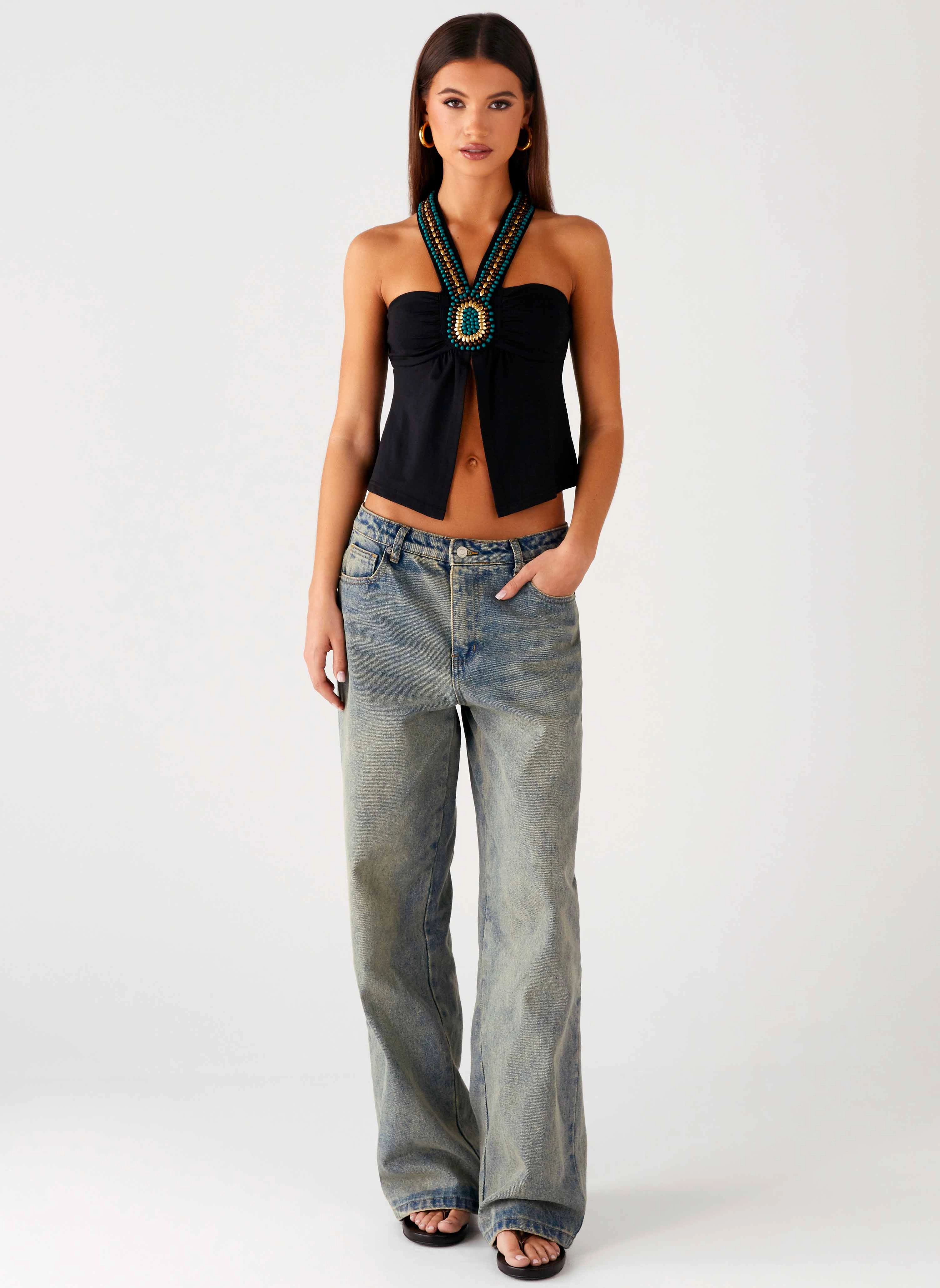 Boheme Breeze Halter Top - Black Moisture Wicking Technology