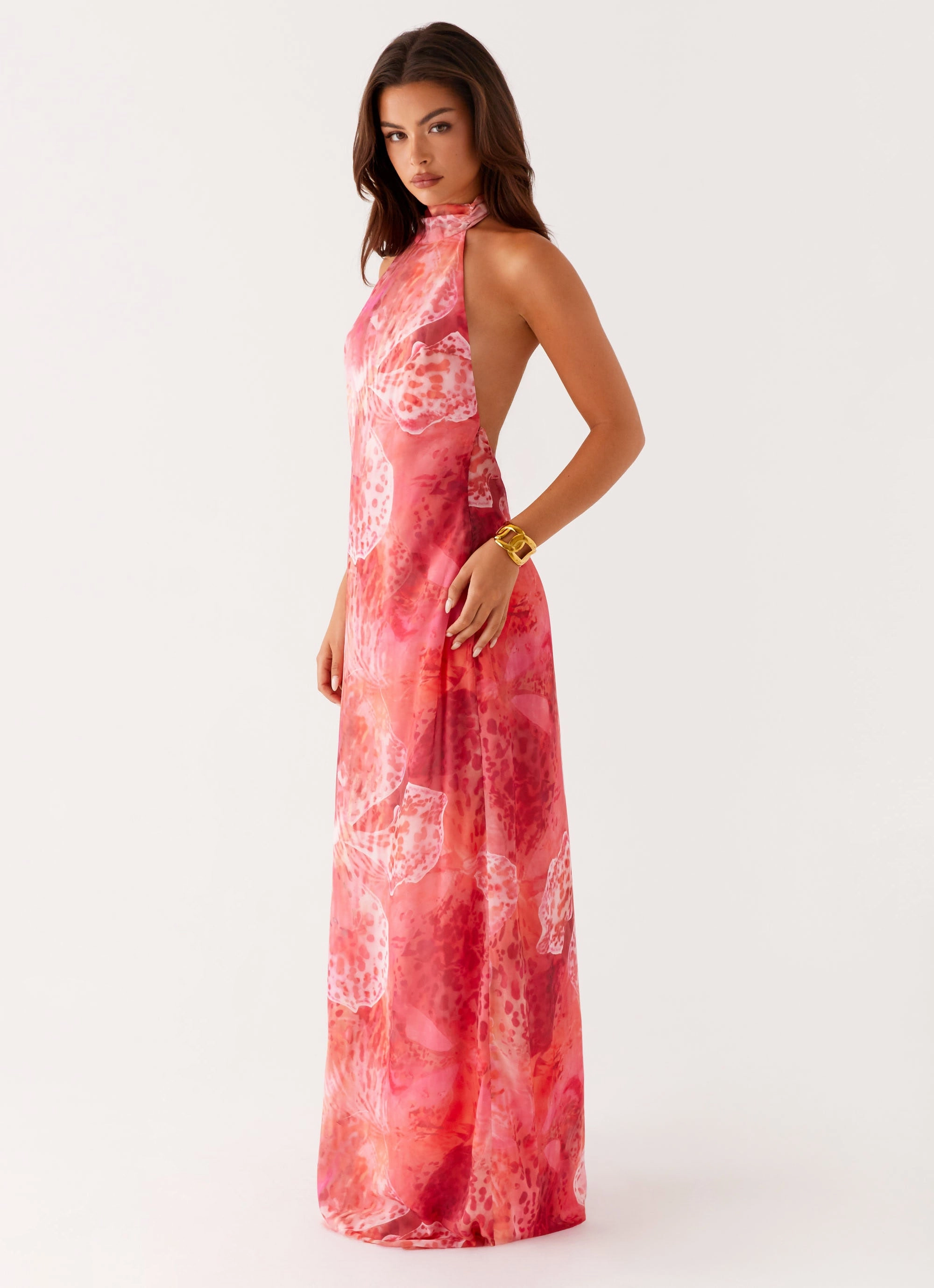 California Maxi Dress - Flamingo Fling Stylish and Simple Semi Sheer