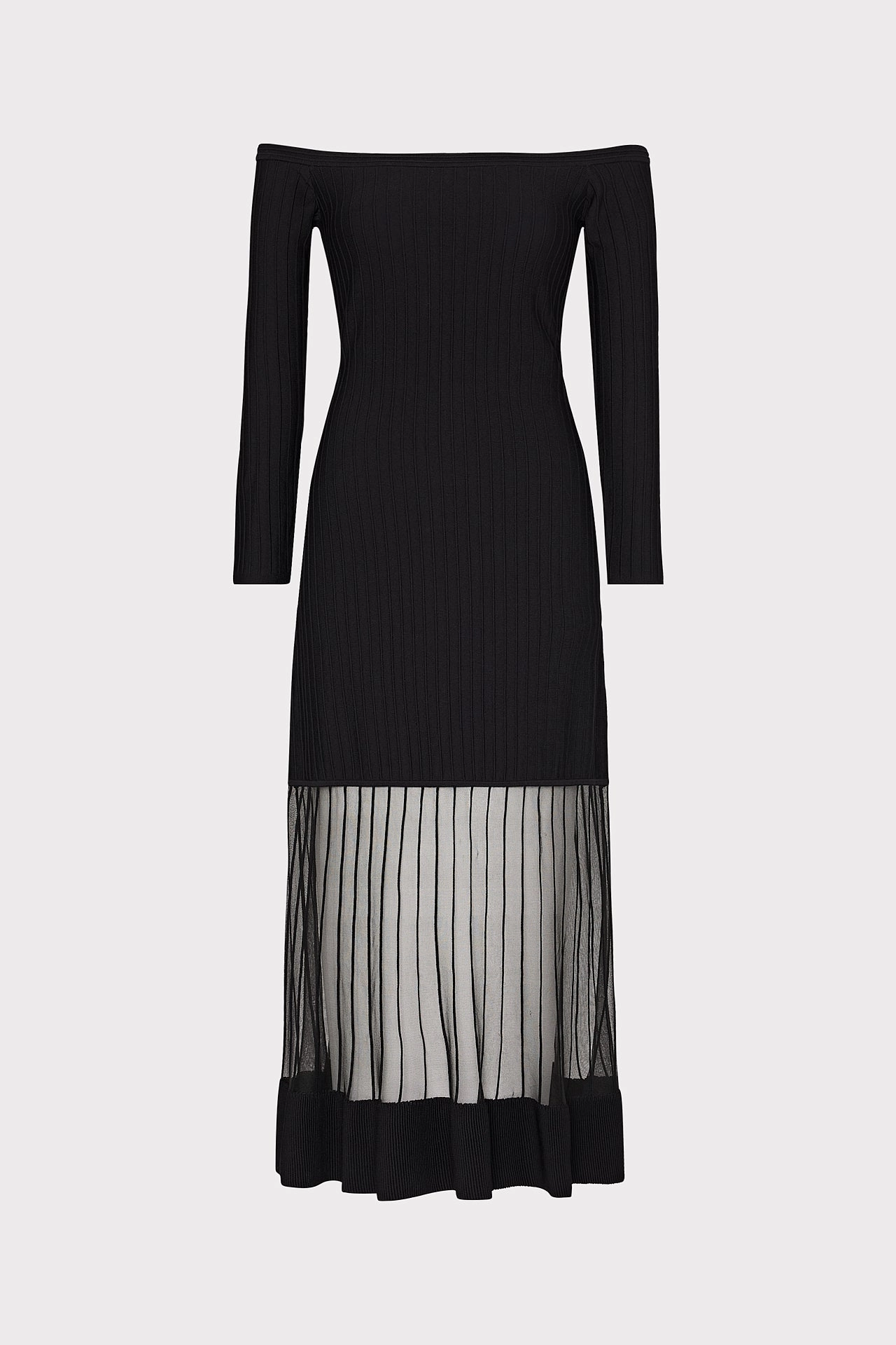 Off The Shoulder Sheer Knit Midi Dress Comfortable texture