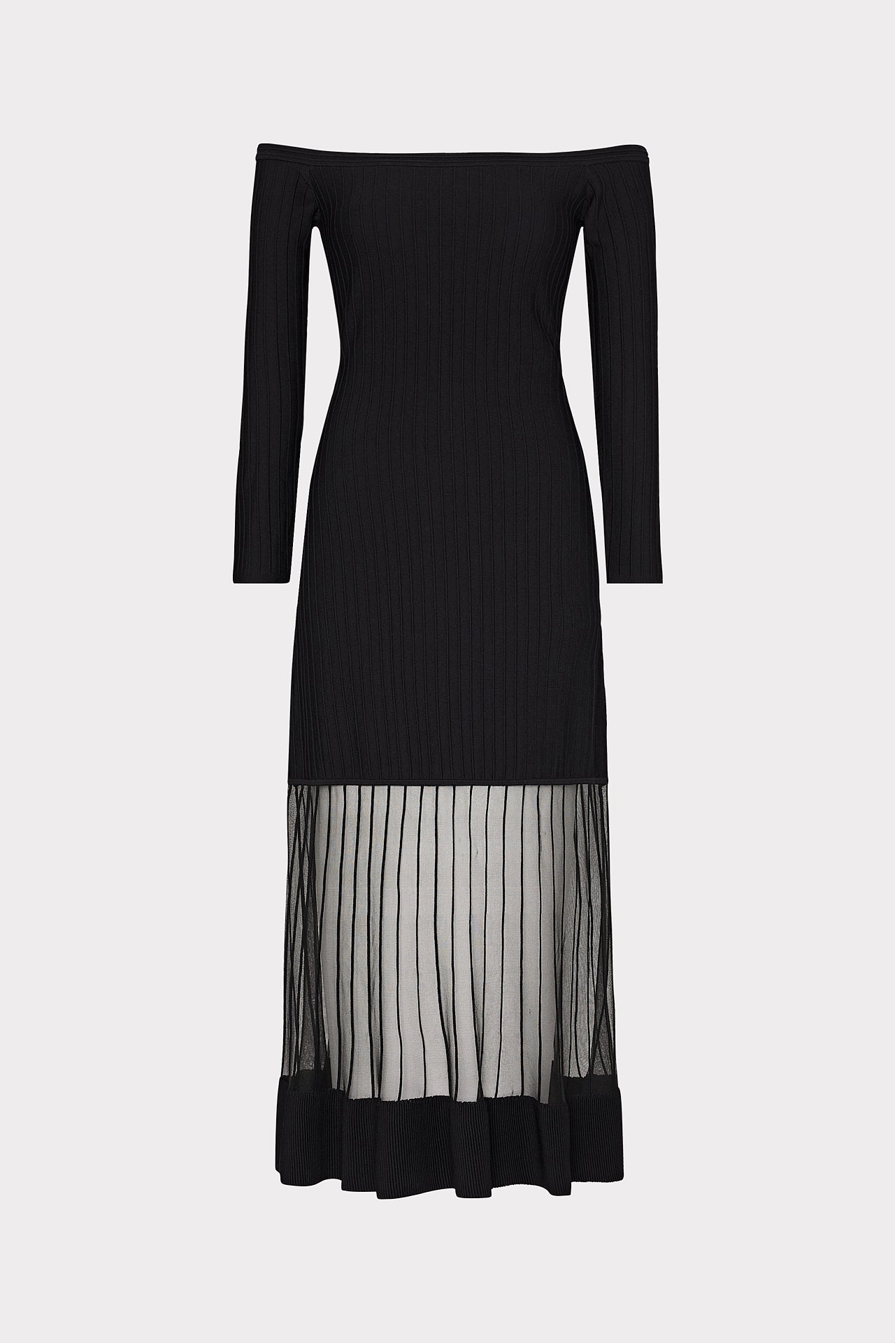 Off The Shoulder Sheer Knit Midi Dress Natural Light
