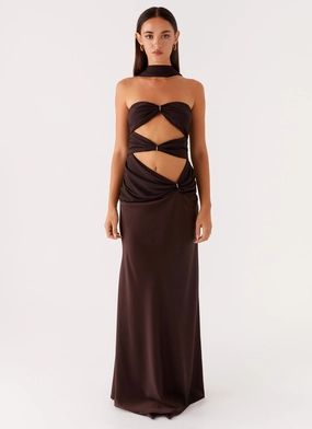 Alaine Scarf Maxi Dress - Dark Chocolate Effortless Style