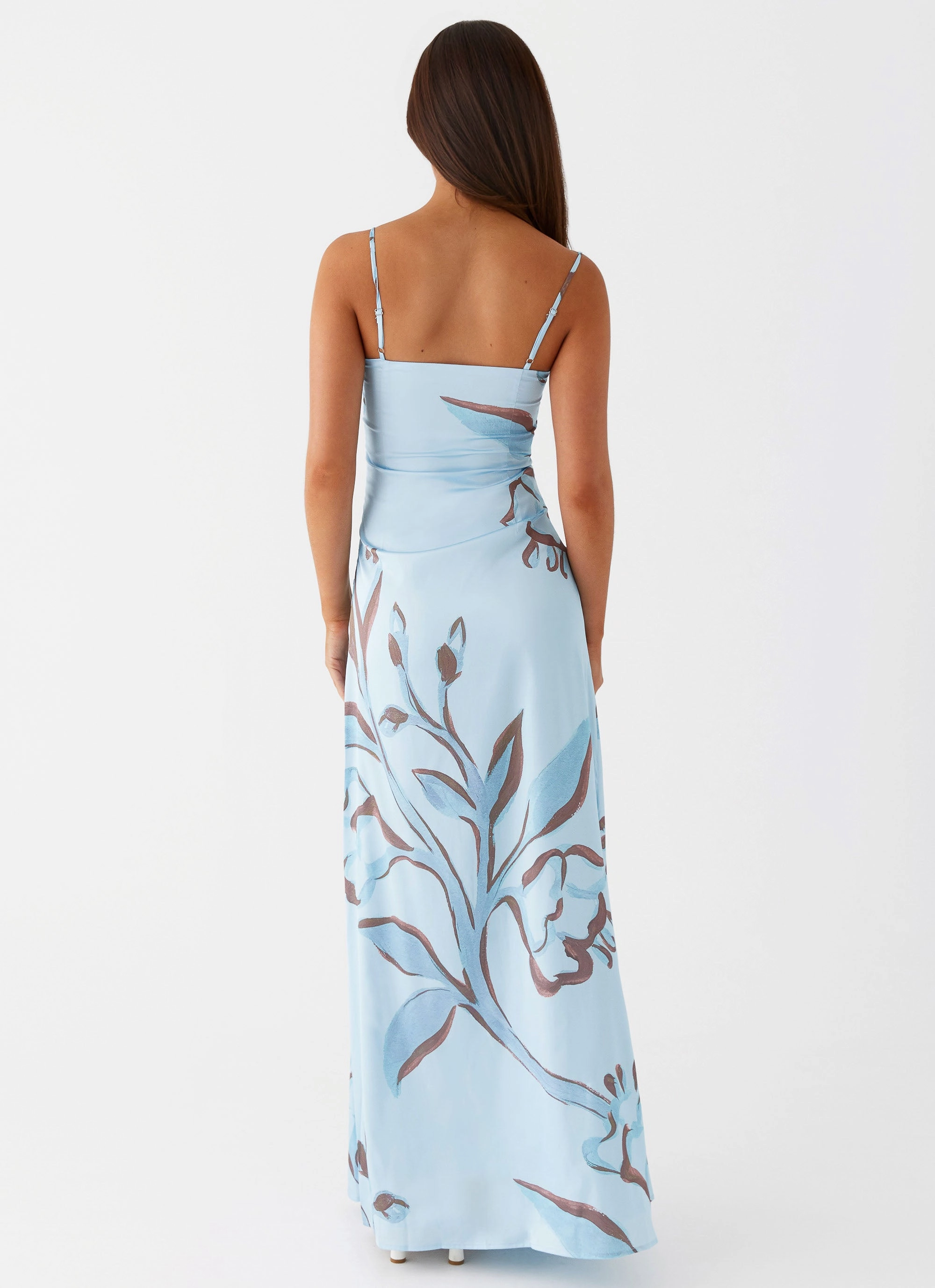 Ankle-length Aster Bloom Maxi Dress - Blue Floral
