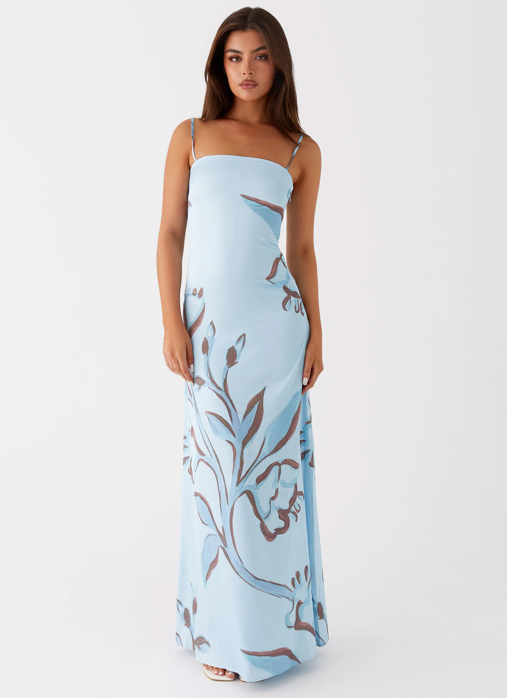Smooth Look Natural Fit Aster Bloom Maxi Dress - Blue Floral