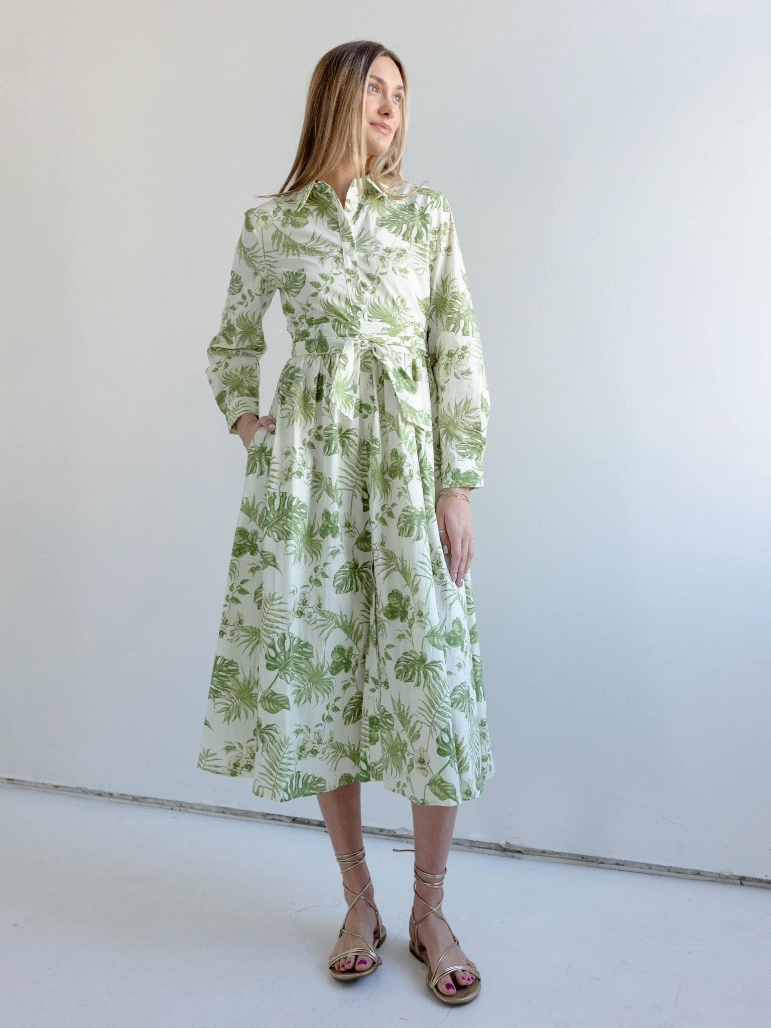 Fern Belted Midi Dress Street-Style Urban Style