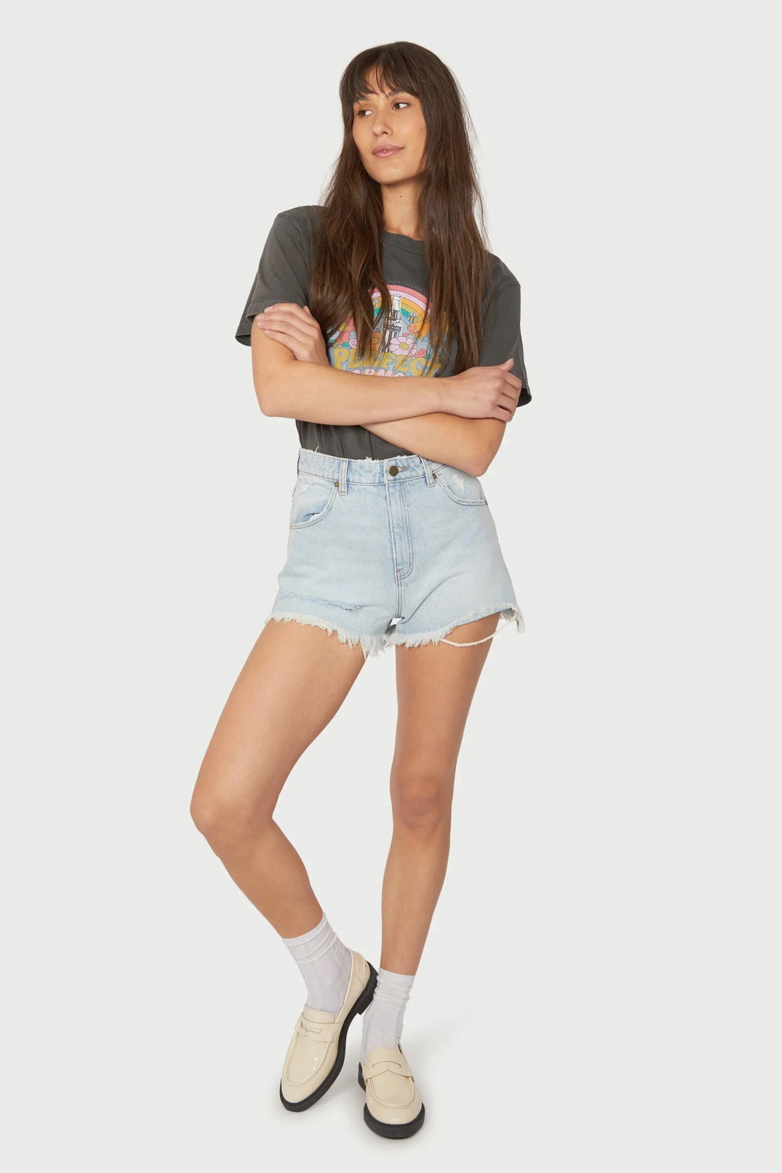 Rollas Dusters Short - Layla Bleach Flexible Waistband Lightweight Feel