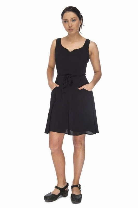Elegant Fabric Wrap Dress in Black