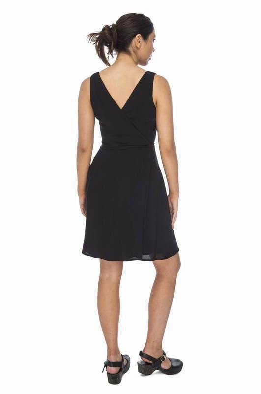 Wrap Dress in Black Soft Material Mom Chic