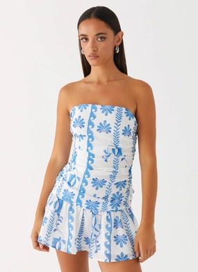 Carmel Mini Dress - Floral Wave Elegant Flow Ombre effect