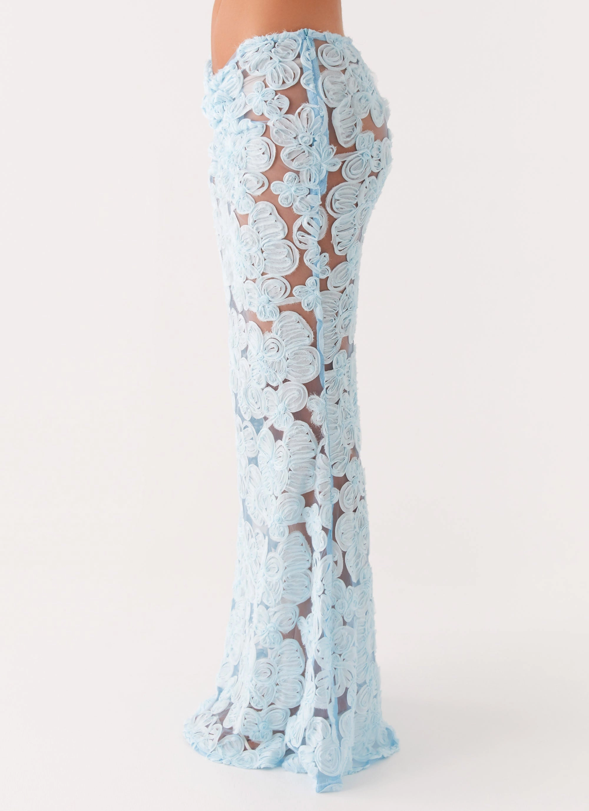 Layered Structure Fiorella Floret Maxi Skirt - Blue