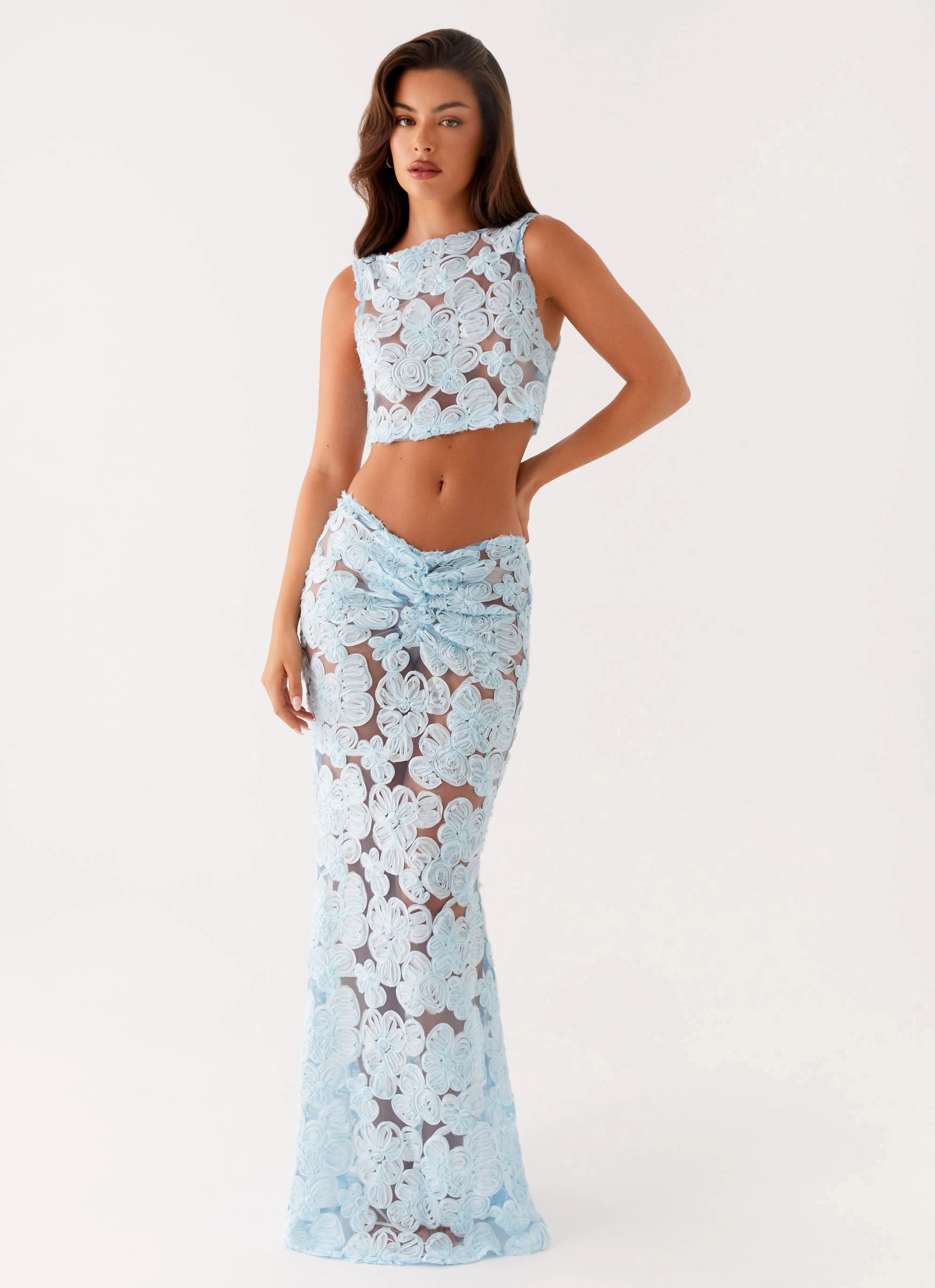 Fiorella Floret Maxi Skirt - Blue Seamless Finish