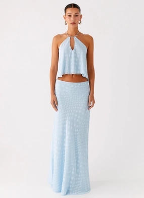 Seamless Finish Light Moodboard Mena Chiffon Spot Maxi Skirt - Blue