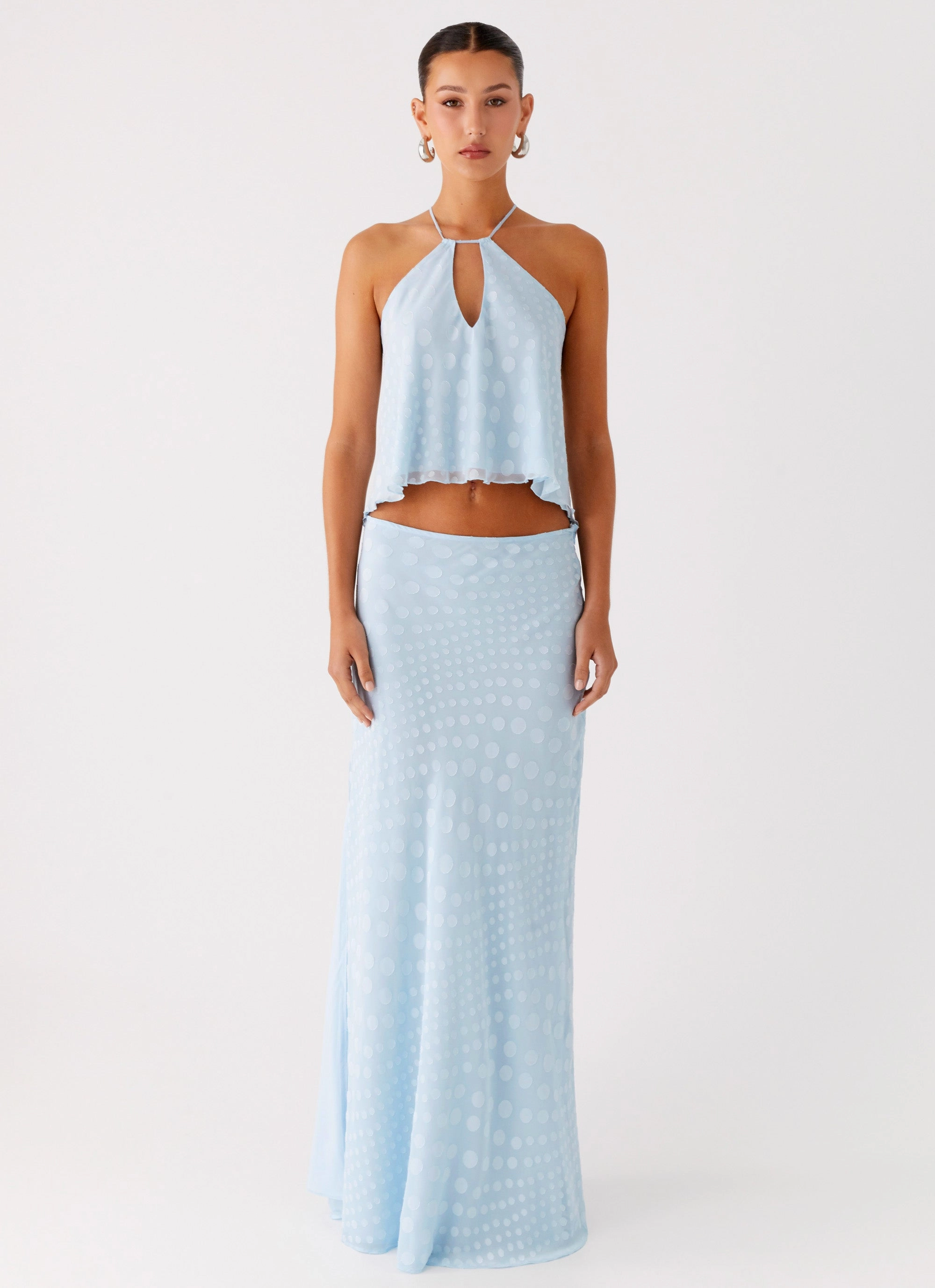 Seamless Finish Light Moodboard Mena Chiffon Spot Maxi Skirt - Blue