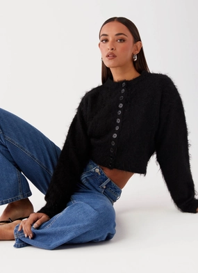 Reign Fitted Cardigan - Black Thermo Regulating