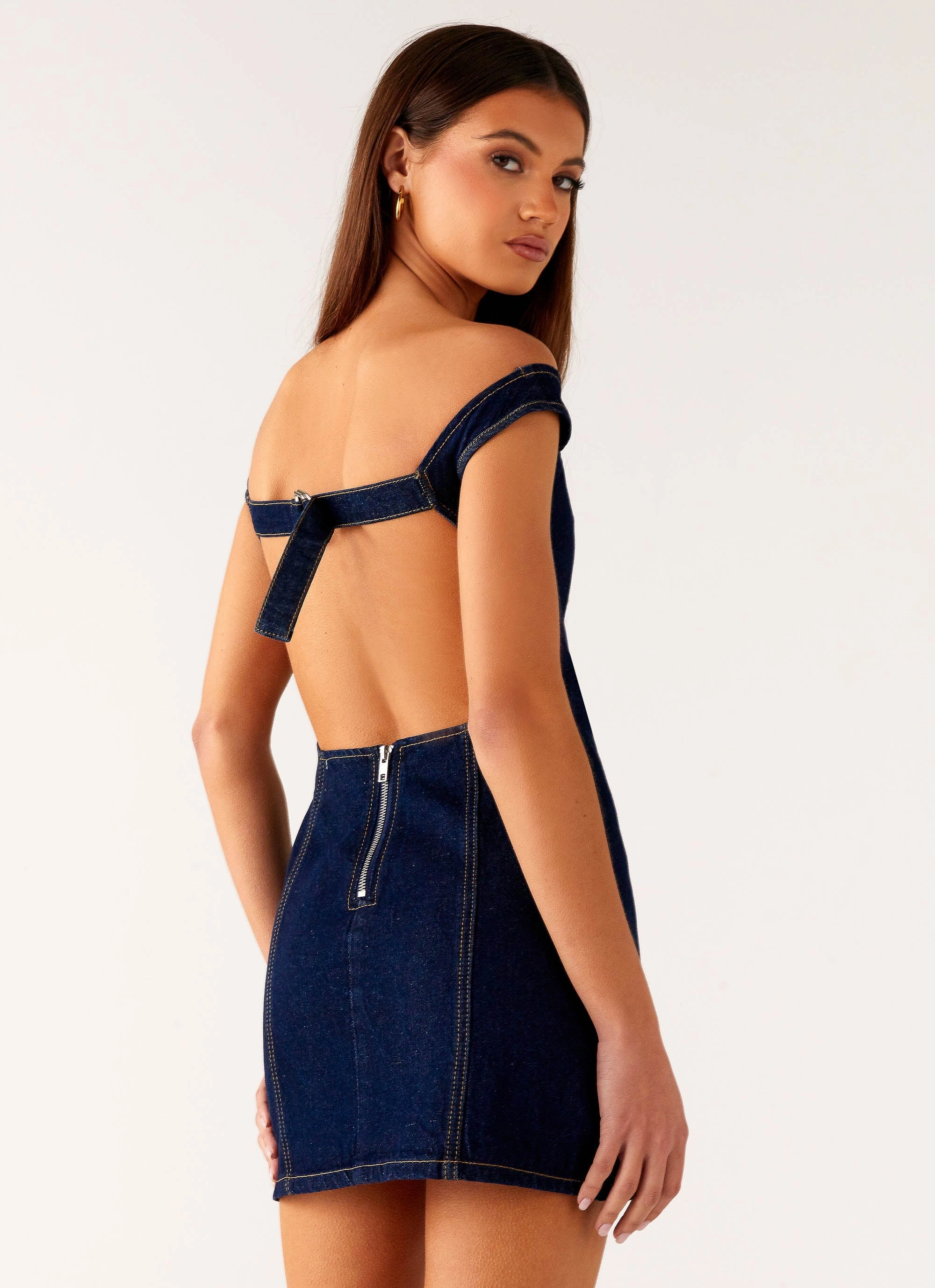 Bonnie Denim Mini Dress - Indigo Trendy Layer