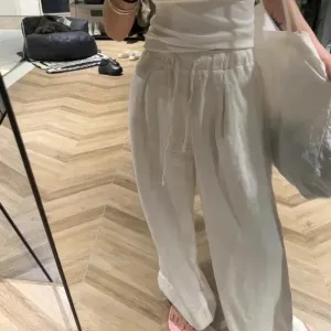 Bonnyshow White Basic Linen Women Pants Elastic Waist Harajuku Korean Fashion Baggy Trousers Female Thin Oversized Casual Summer