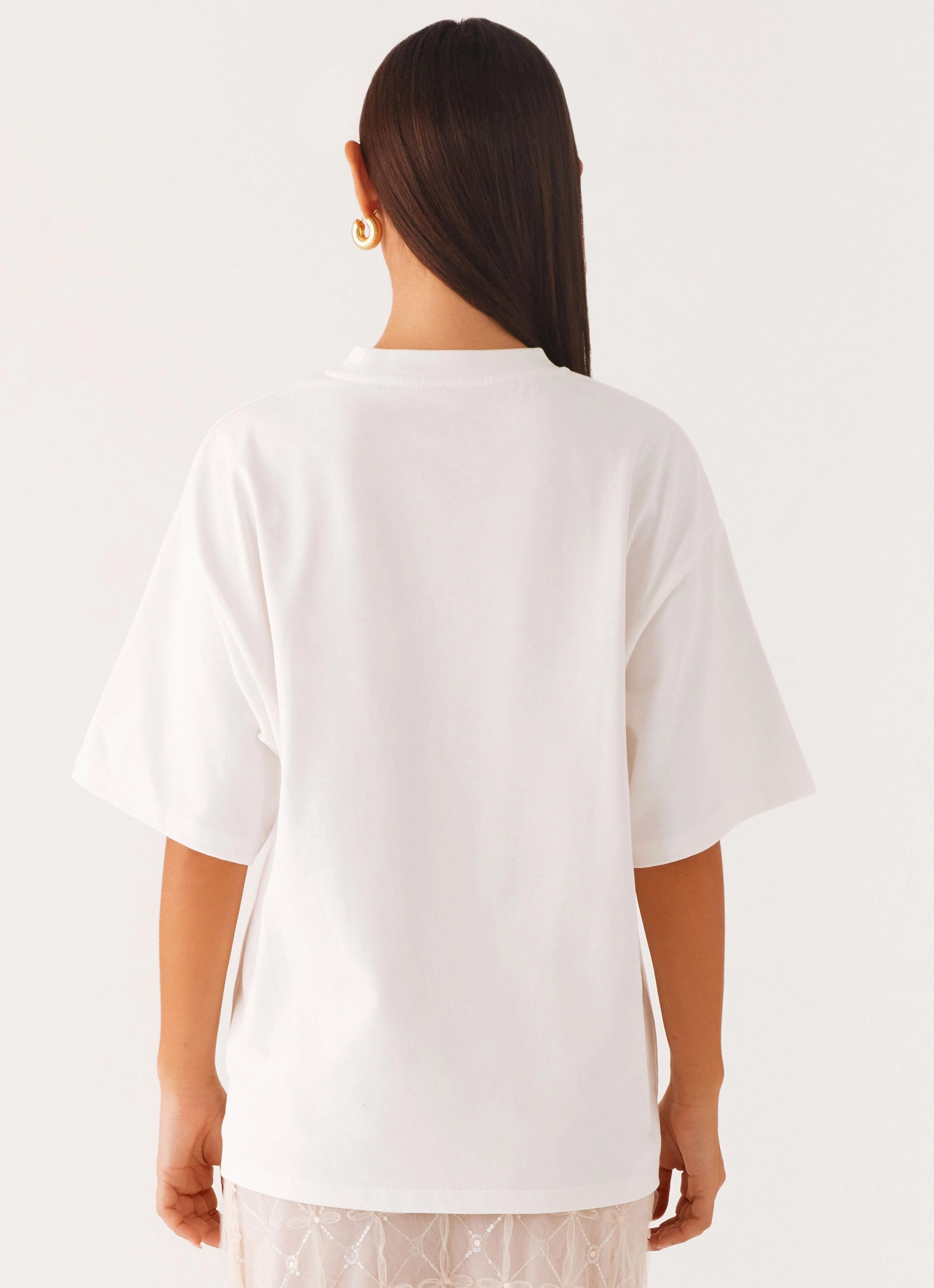 Ribbed Hemline Born To Have Fun Oversized Graphic Tee - Blue Shell