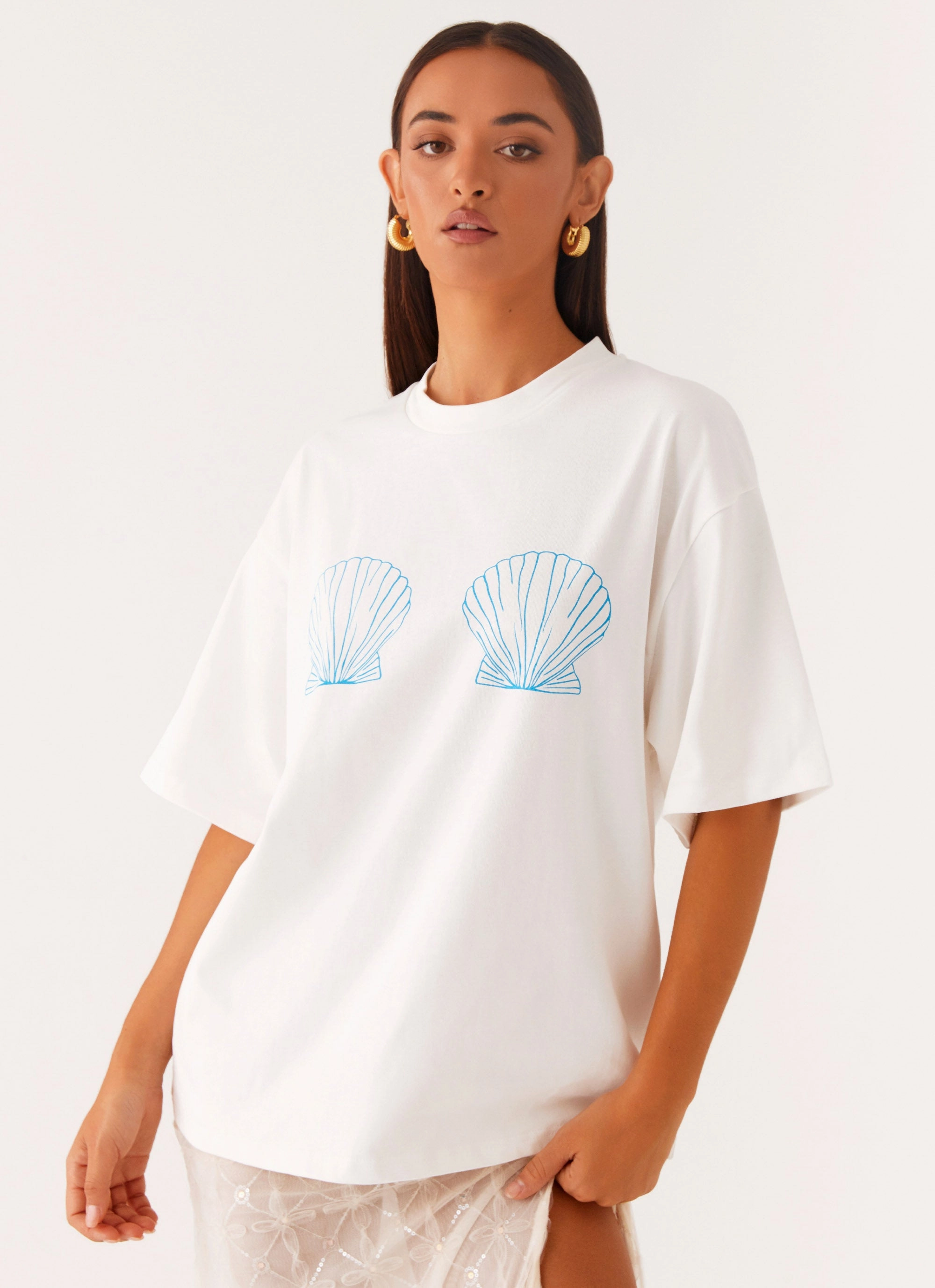 Lightweight Jacket Born To Have Fun Oversized Graphic Tee - Blue Shell