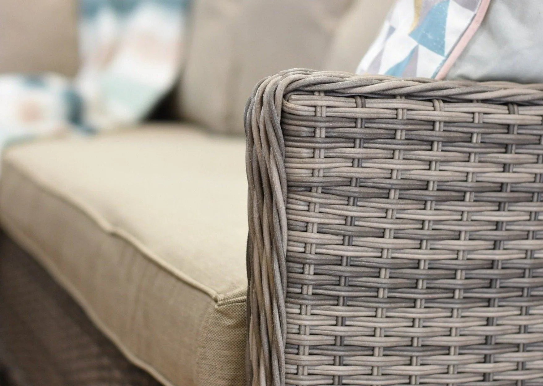 Borneo Rattan Corner Dining Sofa Set Natural Brown Round Weave Aluminium Frame