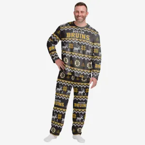 Boston Bruins Mens Ugly Pattern Family Holiday Pajamas