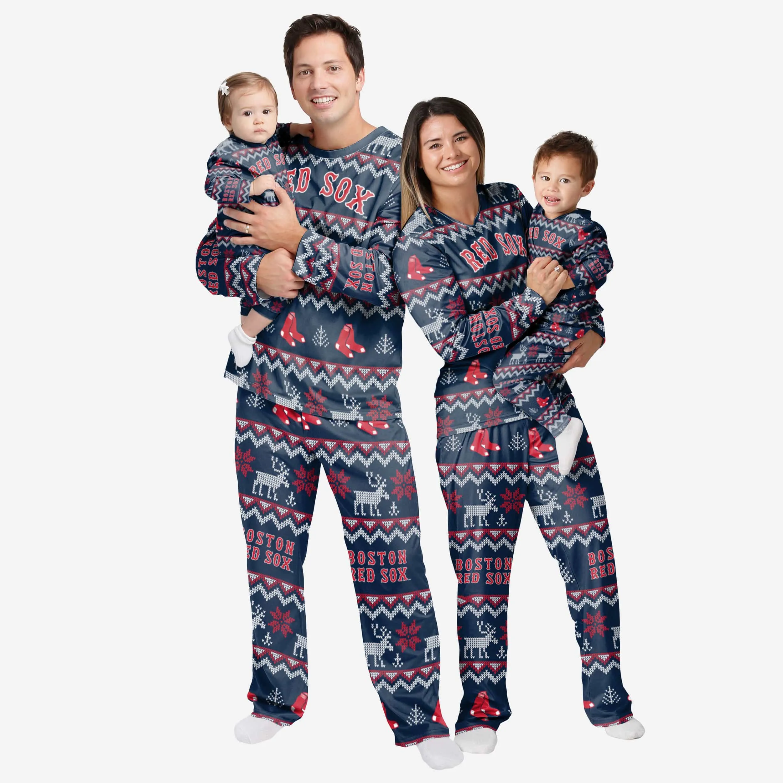 Boston Red Sox Toddler Ugly Pattern Family Holiday Pajamas