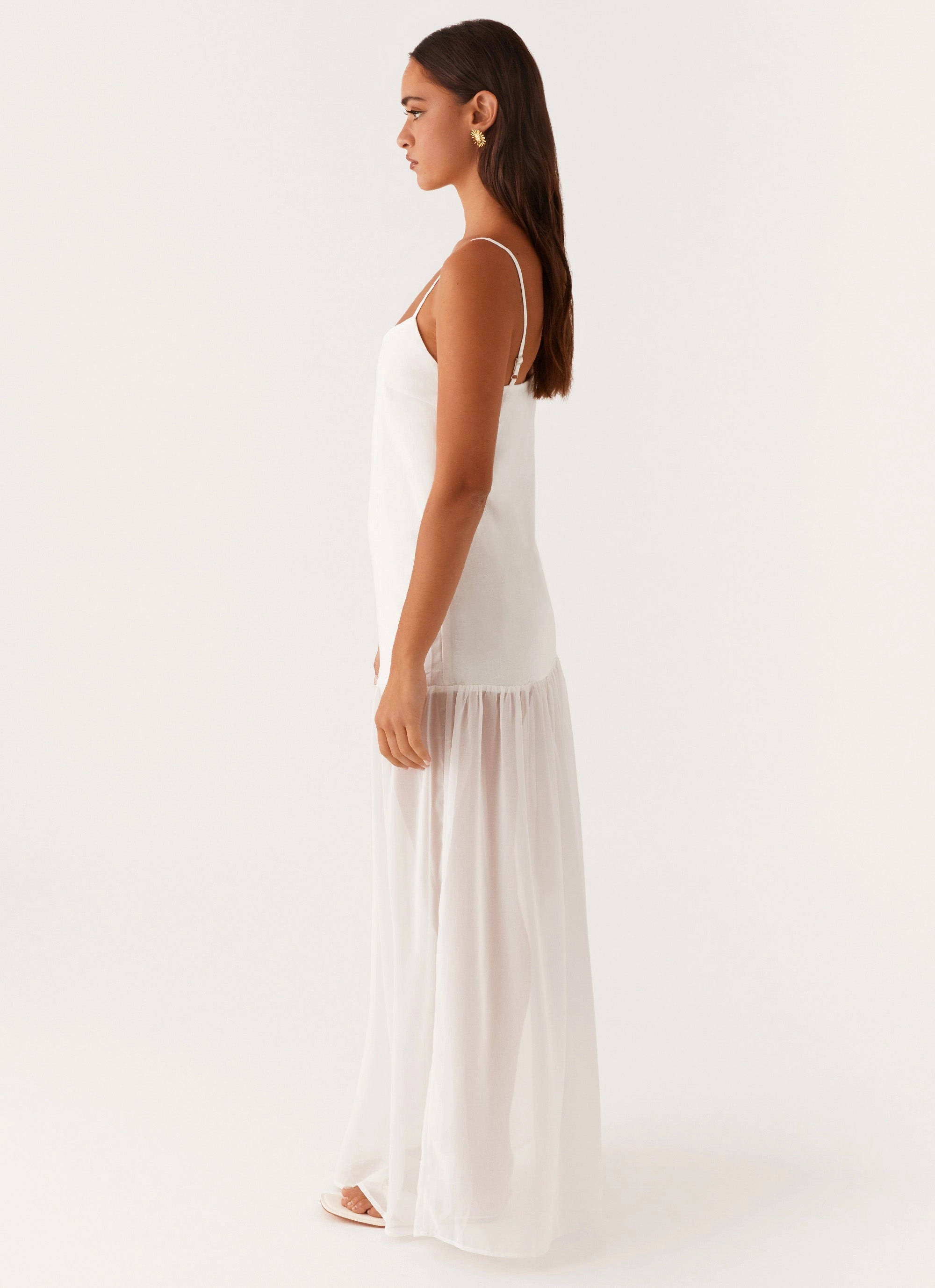 Heavenly Linen Maxi Dress - White WaterRepellentCoating Refined Form