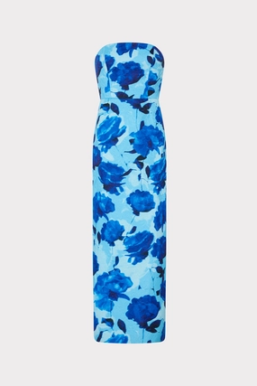 Sheer Overlay Orion Blurred Blossom Jacquard Dress