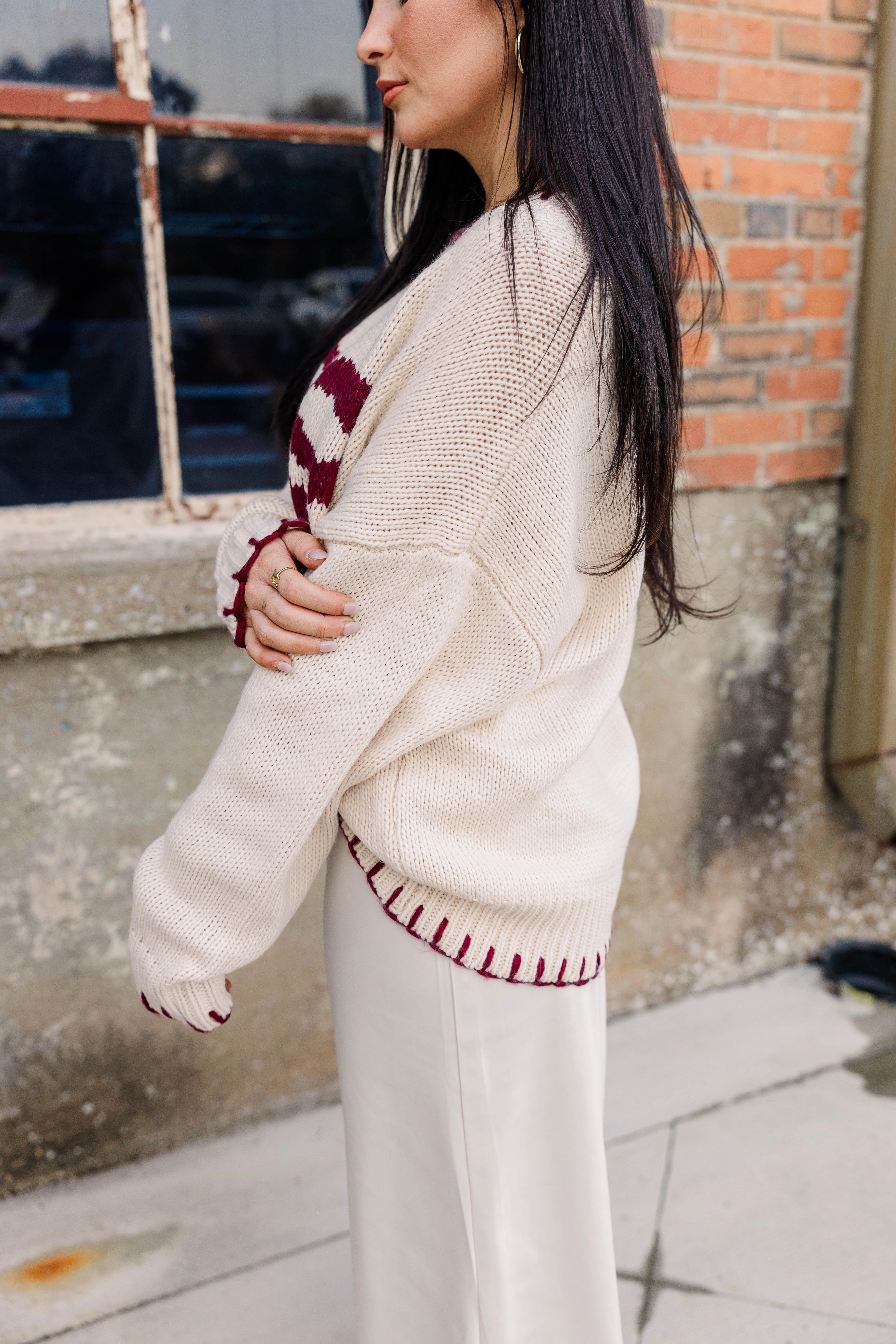 Street Casual Bow Knit Oversized Sweater