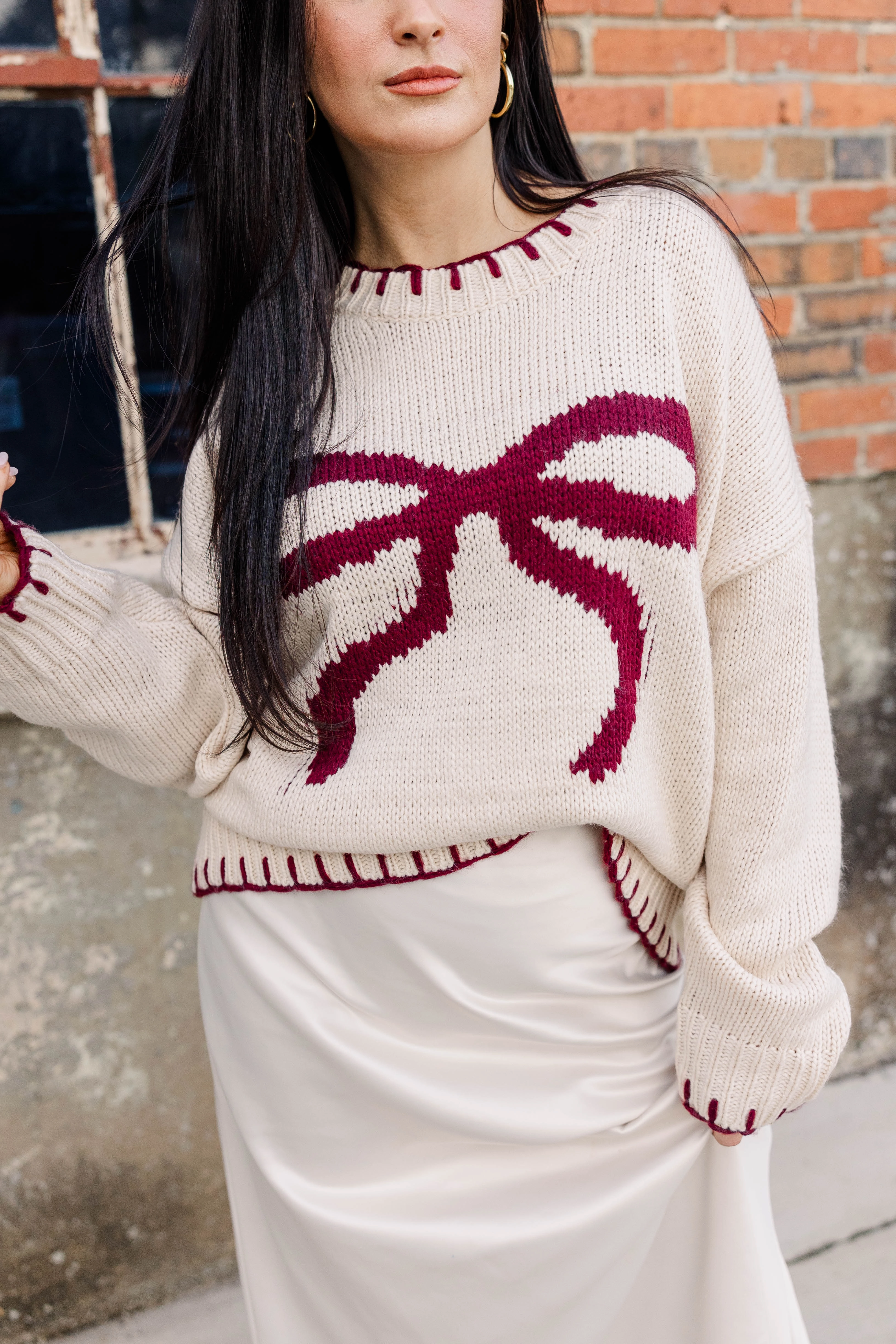 Bow Knit Oversized Sweater Clean Lines