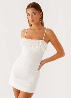 Bowden Mini Dress - Ivory Leather Look Occasion Dressing