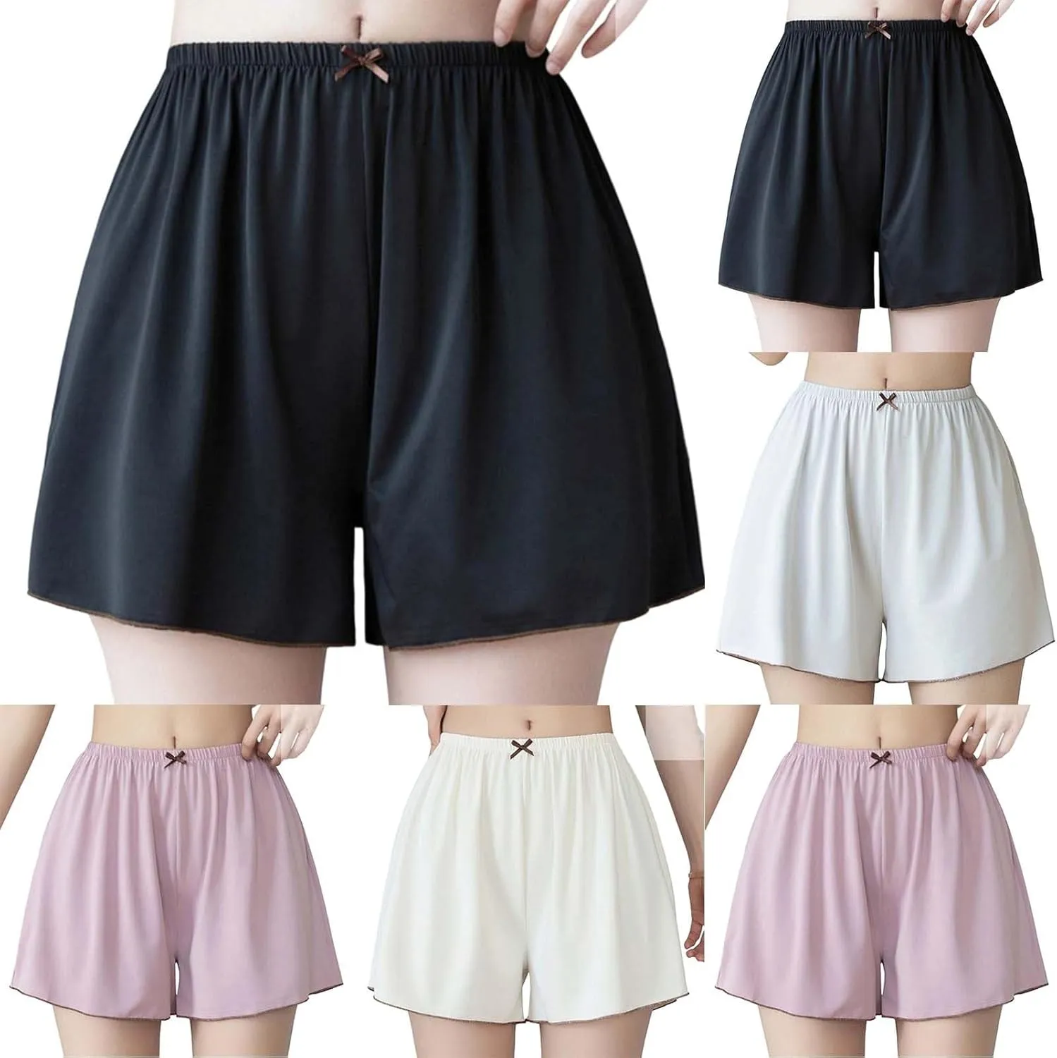 Boxer Shorts for Women Summer Pajamas Comfy Elastic Waist Loose Underwear Bow Pj Bottoms Sleepwear Lounge Shorts