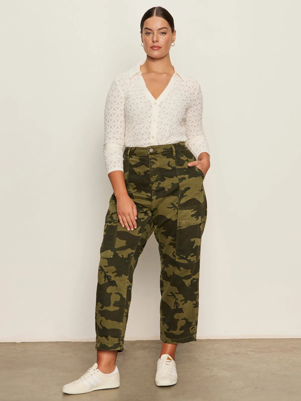 Boyfriend Utility Pant Rambler Camo Extended Sizing Bold Waistband ElasticWaistband