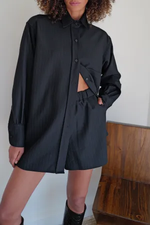 Reinforced Stitching WrinkleFree Finish Boyfriend Wool Shirt