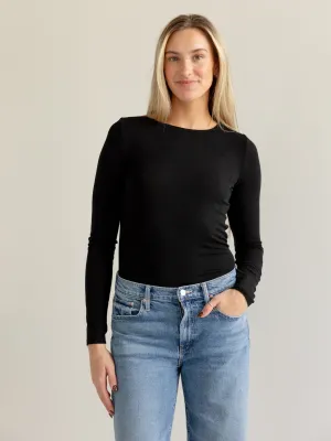 Brandy Long Sleeve - Black Classic Crewneck Design