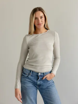 Office Look Fitted Tank Brandy Long Sleeve - Bone
