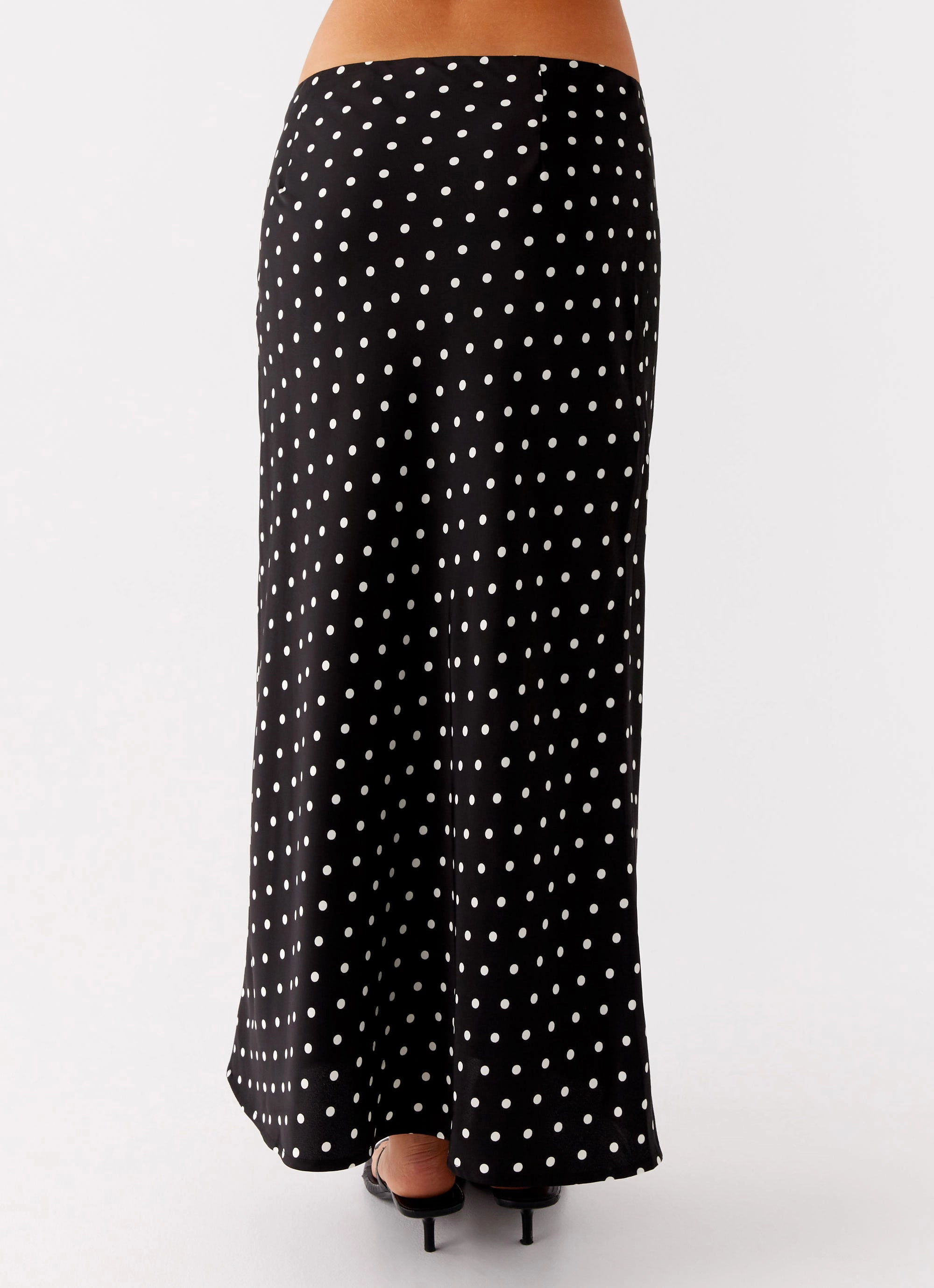 Full Circle Relaxed Vibe Breanne Midi Skirt - Black Polka Dot