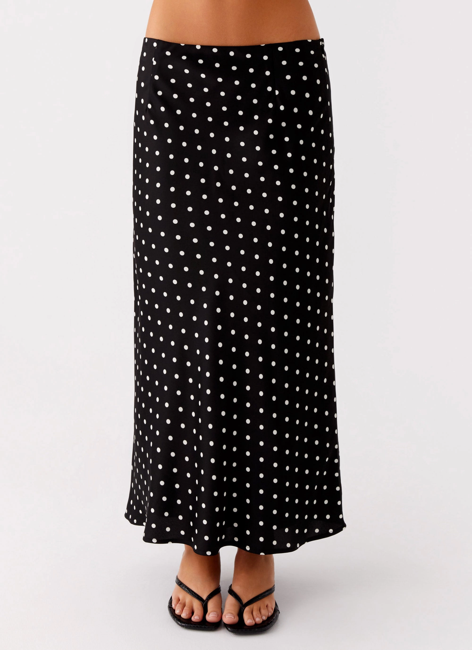 Fresh Fit Breanne Midi Skirt - Black Polka Dot