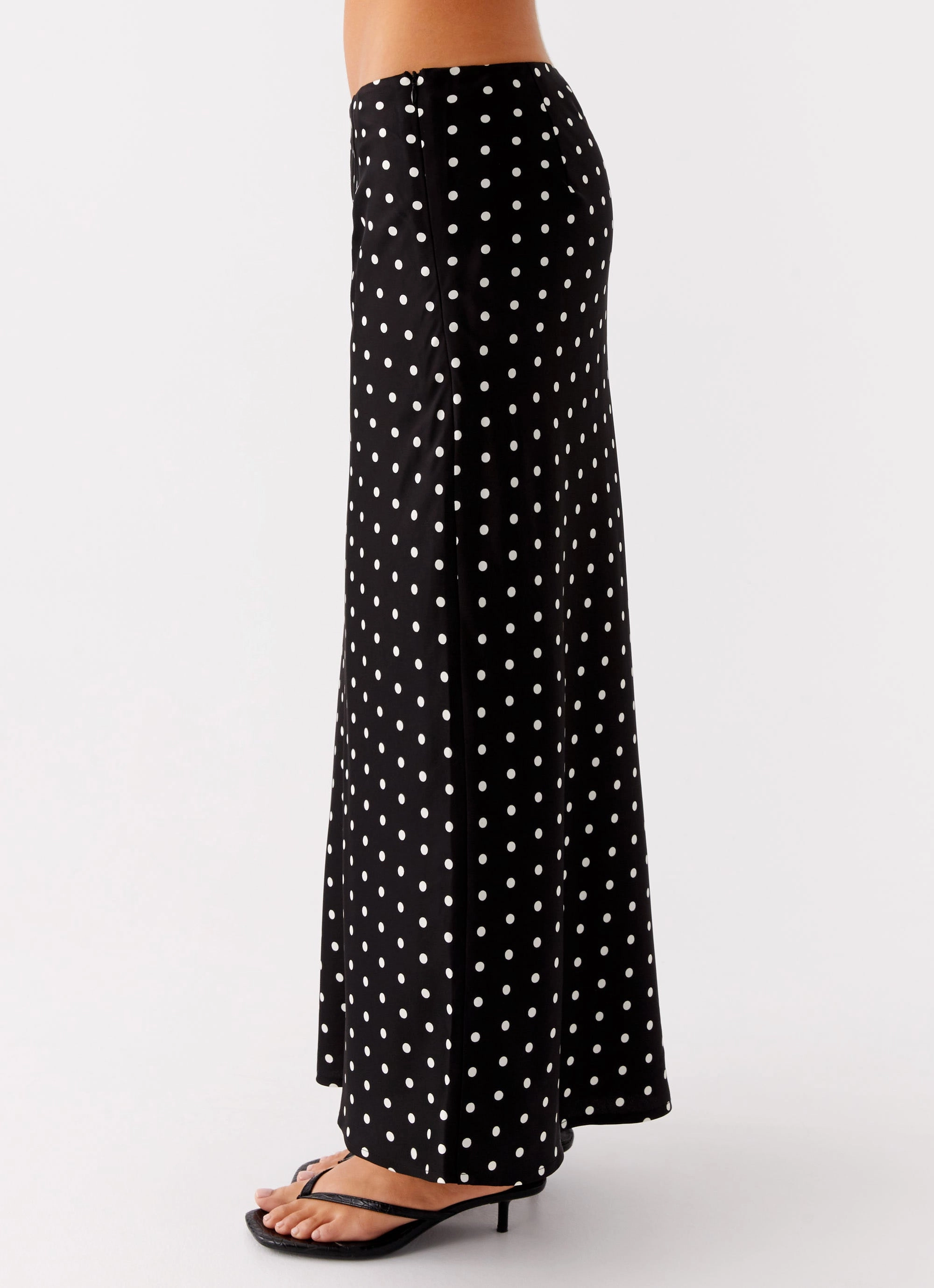 Abstract Motif Breanne Midi Skirt - Black Polka Dot