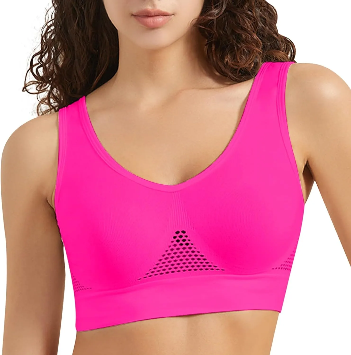 Breathable Cool Liftup Air Bra,2024 New Women's Underwear Hollow Breathable Mesh Hole Large Size Sports Bra No Steel Ring