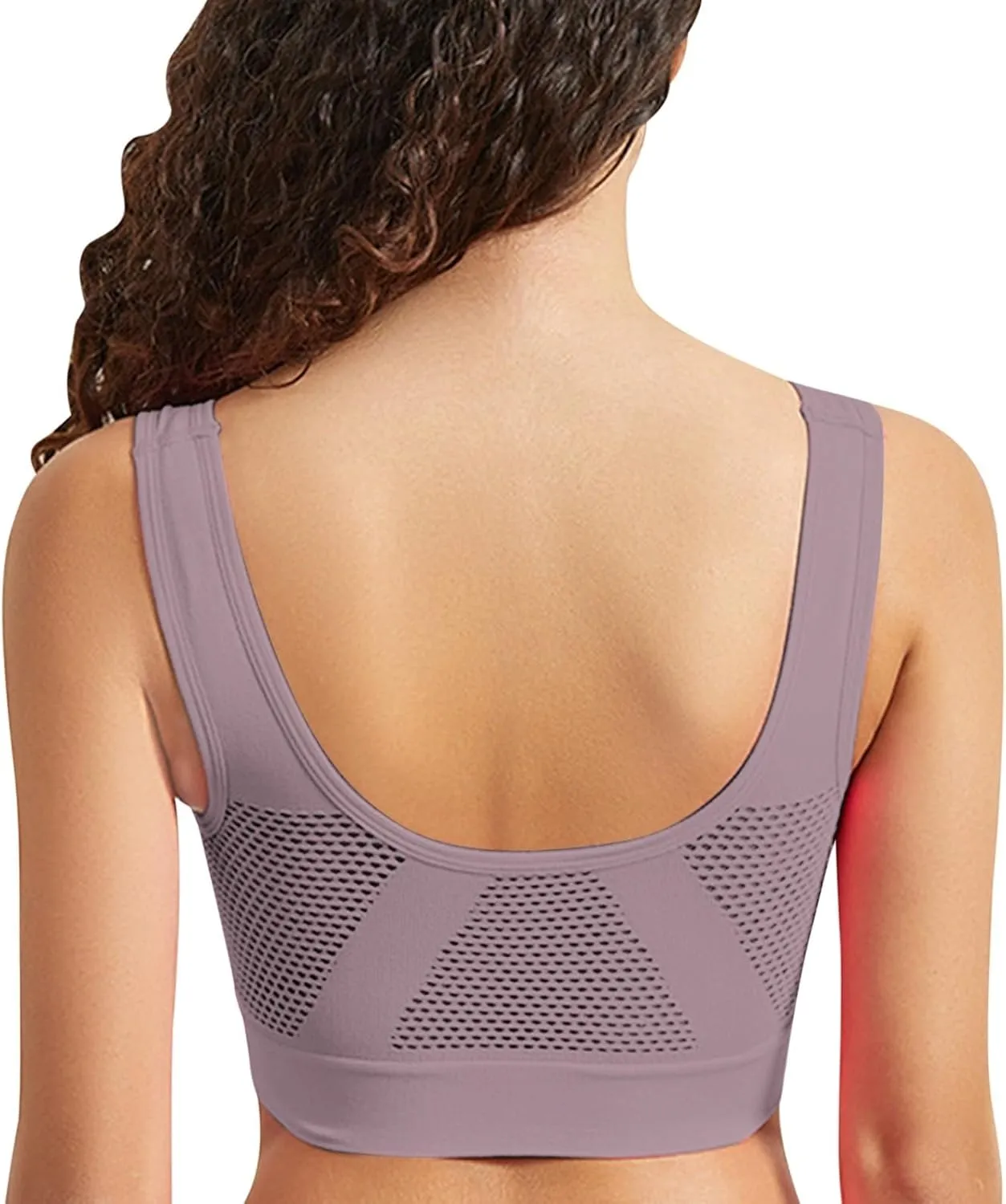 Breathable Cool Liftup Air Bra,2024 New Women's Underwear Hollow Breathable Mesh Hole Large Size Sports Bra No Steel Ring