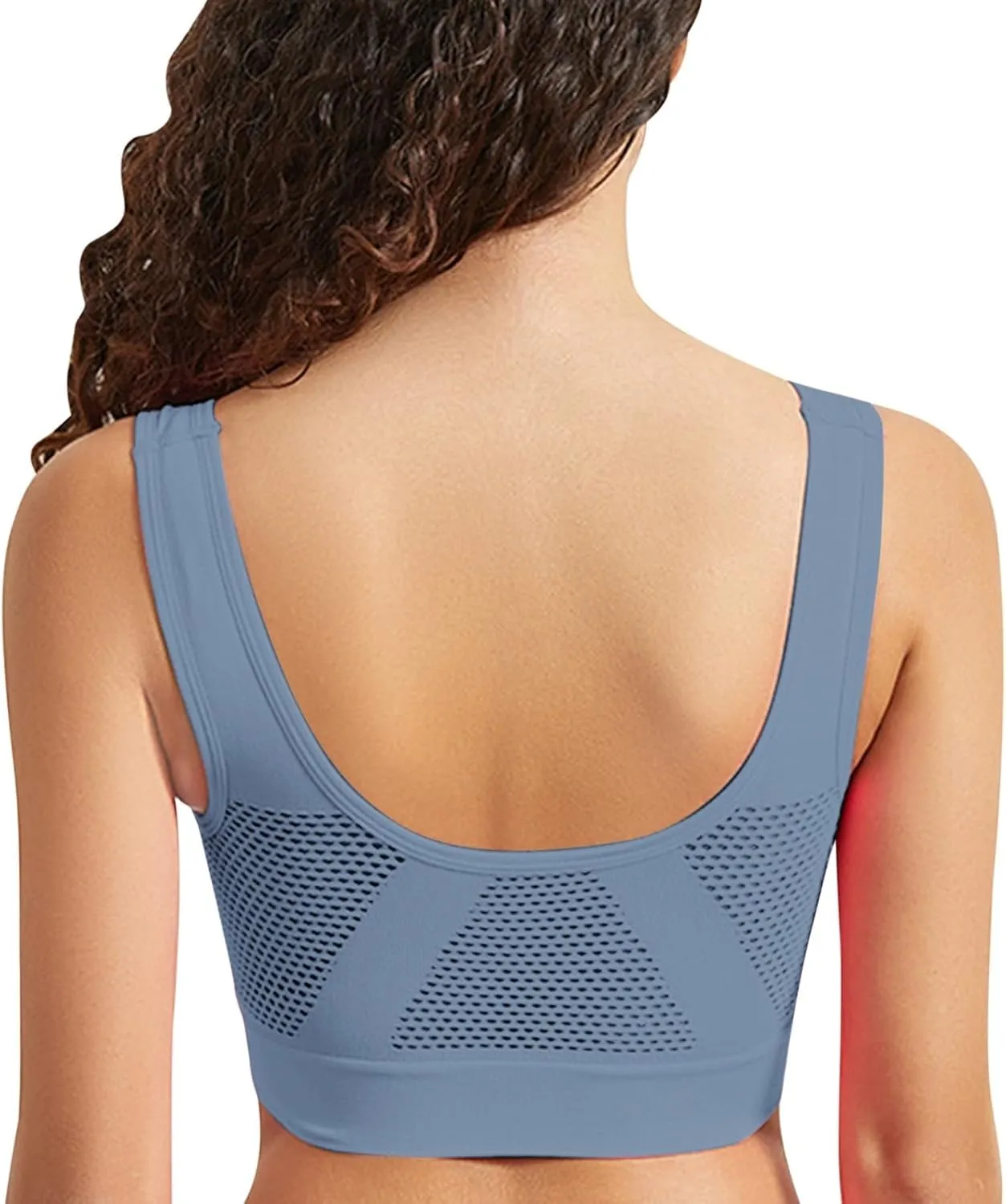 Breathable Cool Liftup Air Bra,2024 New Women's Underwear Hollow Breathable Mesh Hole Large Size Sports Bra No Steel Ring