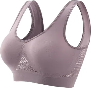 Breathable Cool Liftup Air Bra,2024 New Women's Underwear Hollow Breathable Mesh Hole Large Size Sports Bra No Steel Ring