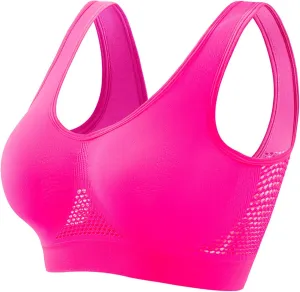 Breathable Cool Liftup Air Bra,2024 New Women's Underwear Hollow Breathable Mesh Hole Large Size Sports Bra No Steel Ring