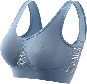 Breathable Cool Liftup Air Bra,2024 New Women's Underwear Hollow Breathable Mesh Hole Large Size Sports Bra No Steel Ring