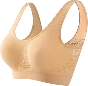 Breathable Cool Liftup Air Bra,Padded Sports Bra for Women,Womens Breathable Large Size Snug Bras No Steel Ring