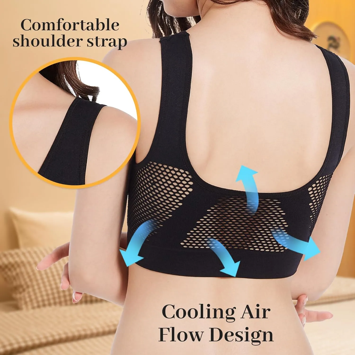 Breathable Cool Liftup Air Bra,Padded Sports Bra for Women,Womens Underwear Breathable Large Size Snug Bras No Steel Ring