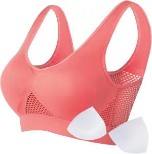 Breathable Cool Liftup Air Bra,Padded Sports Bra for Women,Womens Underwear Breathable Large Size Snug Bras No Steel Ring
