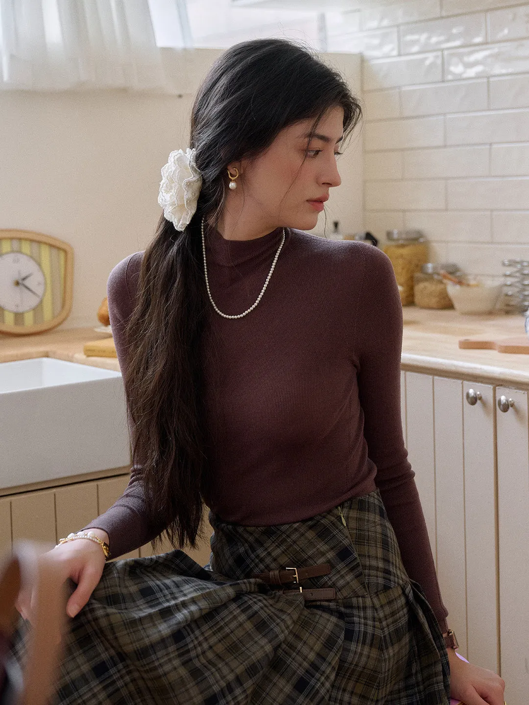 PreWashed Annalise Mock Neck 100% Merino Wool Sweater