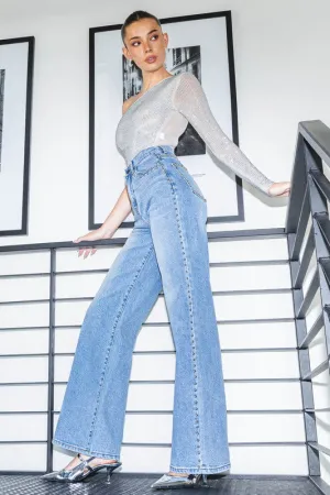 Viper Studded Wide Leg Jeans Ultimate Comfort Stay Fresh